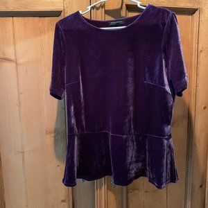 Velvet Peplum Top in Amethyst